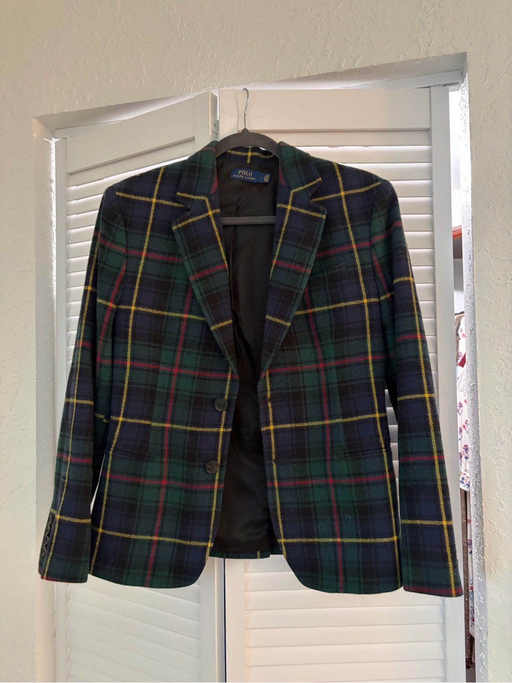 Ralph Lauren Navy and Green Tartan Single-Button Blazer - Picture 2 of 4